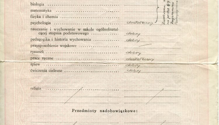 Świadectwo dojrzalości Liceum Pedagogicznego – str. 2